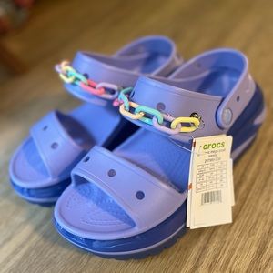 Viral sold out Crocs Mega Crush Platform Sandals in Moon Jelly women’s Size 10